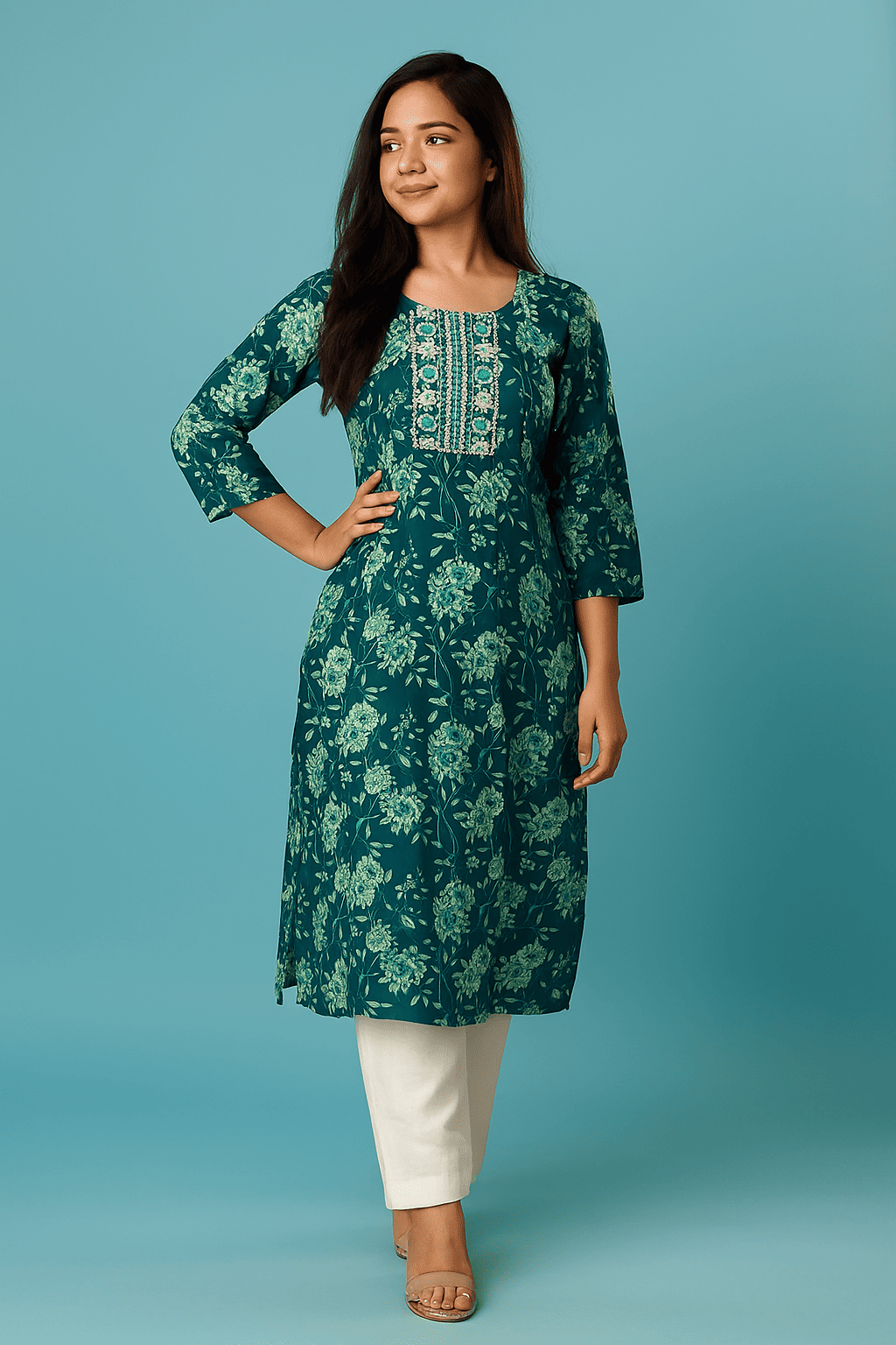 D.Gokuldas NX - Green Printed Kurti